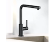 Kludi L-ine S - Dřezová baterie s výsuvnou koncovkou, matná černá 408513975