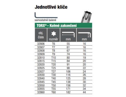 BONDHUS L-klíč T25 torx 32825
