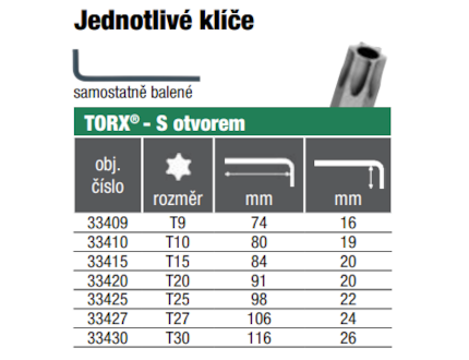 BONDHUS LT-klíč T25 torx s vývrtem 33425