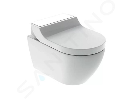 Geberit AquaClean - Elektronický bidet Tuma Comfort s keramikou, Rimfree, SoftClosing, bílé sklo 146.292.SI.1