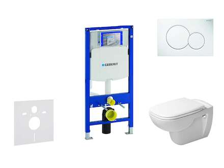Geberit Duofix - Modul pro závěsné WC s tlačítkem Sigma01, alpská bílá + Duravit D-Code - WC a sedátko, Rimless, SoftClose 111.3
