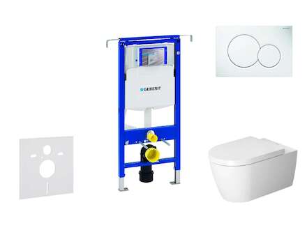 Geberit Duofix - Modul pro závěsné WC s tlačítkem Sigma01, alpská bílá + Duravit ME by Starck - WC a sedátko, Rimless, SoftClose