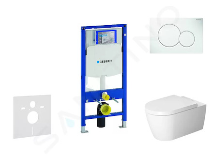 Geberit Duofix - Modul pro závěsné WC s tlačítkem Sigma01, alpská bílá + Duravit ME by Starck - WC a sedátko, Rimless, SoftClose