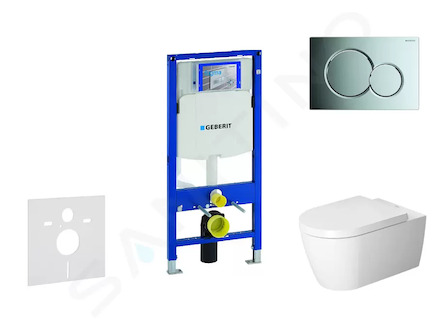 Geberit Duofix - Modul pro závěsné WC s tlačítkem Sigma01, lesklý chrom + Duravit ME by Starck - WC a sedátko, Rimless, SoftClos