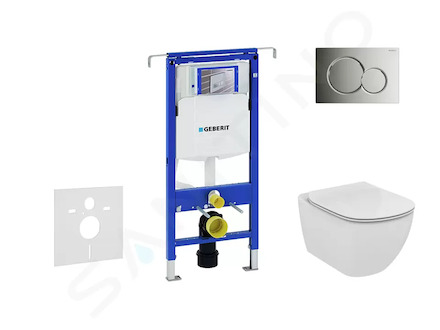 Geberit Duofix - Modul pro závěsné WC s tlačítkem Sigma01, lesklý chrom + Ideal Standard Tesi - WC a sedátko 111.355.00.5 NF2