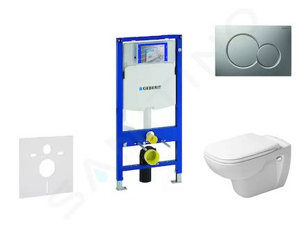 Geberit Duofix - Modul pro závěsné WC s tlačítkem Sigma01, matný chrom + Duravit D-Code - WC a sedátko, Rimless, SoftClose 111.3