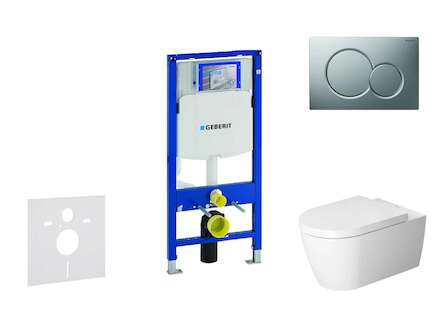 Geberit Duofix - Modul pro závěsné WC s tlačítkem Sigma01, matný chrom + Duravit ME by Starck - WC a sedátko, Rimless, SoftClose