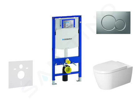 Geberit Duofix - Modul pro závěsné WC s tlačítkem Sigma01, matný chrom + Duravit ME by Starck - WC a sedátko, Rimless, SoftClose