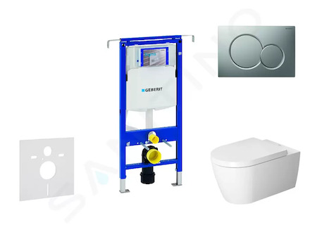 Geberit Duofix - Modul pro závěsné WC s tlačítkem Sigma01, matný chrom + Duravit ME by Starck - WC a sedátko, Rimless, SoftClose