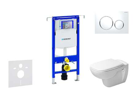 Geberit Duofix - Modul pro závěsné WC s tlačítkem Sigma20, bílá/lesklý chrom + Duravit D-Code - WC a sedátko, Rimless, SoftClose