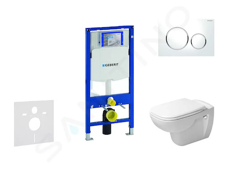 Geberit Duofix - Modul pro závěsné WC s tlačítkem Sigma20, bílá/lesklý chrom + Duravit D-Code - WC a sedátko, Rimless, SoftClose