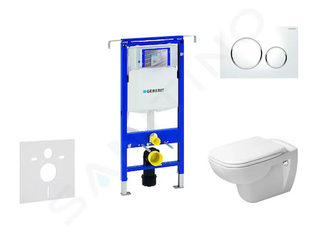 Geberit Duofix - Modul pro závěsné WC s tlačítkem Sigma20, bílá/lesklý chrom + Duravit D-Code - WC a sedátko, Rimless, SoftClose