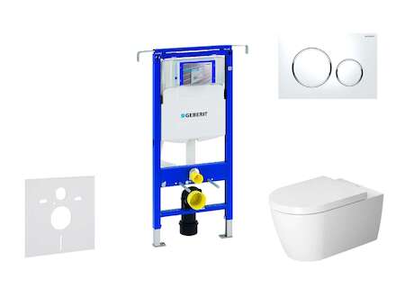 Geberit Duofix - Modul pro závěsné WC s tlačítkem Sigma20, bílá/lesklý chrom + Duravit ME by Starck - WC a sedátko, Rimless, Sof