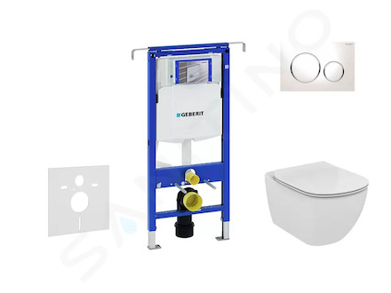 Geberit Duofix - Modul pro závěsné WC s tlačítkem Sigma20, bílá/lesklý chrom + Ideal Standard Tesi - WC a sedátko 111.355.00.5 N