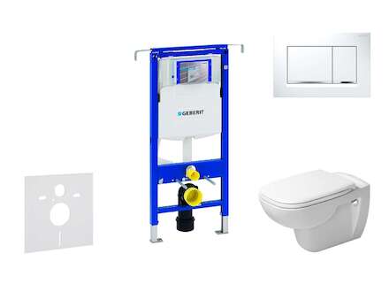 Geberit Duofix - Modul pro závěsné WC s tlačítkem Sigma30, bílá/lesklý chrom + Duravit D-Code - WC a sedátko, Rimless, SoftClose