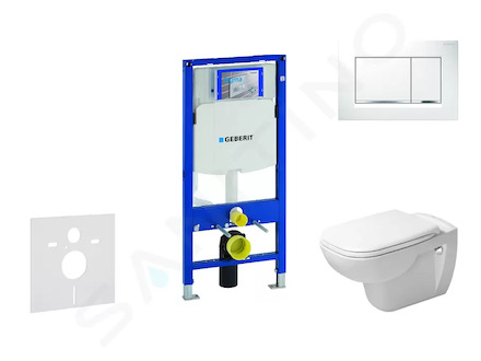 Geberit Duofix - Modul pro závěsné WC s tlačítkem Sigma30, bílá/lesklý chrom + Duravit D-Code - WC a sedátko, Rimless, SoftClose