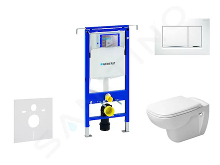 Geberit Duofix - Modul pro závěsné WC s tlačítkem Sigma30, bílá/lesklý chrom + Duravit D-Code - WC a sedátko, Rimless, SoftClose