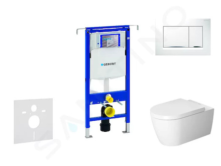 Geberit Duofix - Modul pro závěsné WC s tlačítkem Sigma30, bílá/lesklý chrom + Duravit ME by Starck - WC a sedátko, Rimless, Sof