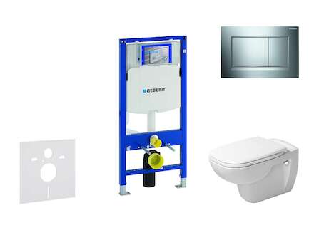 Geberit Duofix - Modul pro závěsné WC s tlačítkem Sigma30, lesklý chrom/chrom mat + Duravit D-Code - WC a sedátko, Rimless, Soft