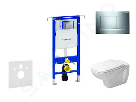 Geberit Duofix - Modul pro závěsné WC s tlačítkem Sigma30, lesklý chrom/chrom mat + Duravit D-Code - WC a sedátko, Rimless, Soft