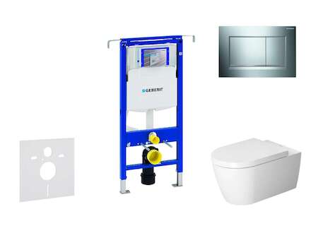 Geberit Duofix - Modul pro závěsné WC s tlačítkem Sigma30, lesklý chrom/chrom mat + Duravit ME by Starck - WC a sedátko, Rimless