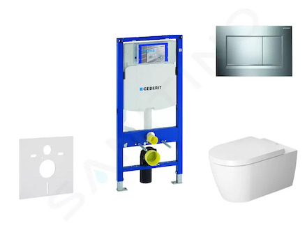 Geberit Duofix - Modul pro závěsné WC s tlačítkem Sigma30, lesklý chrom/chrom mat + Duravit ME by Starck - WC a sedátko, Rimless