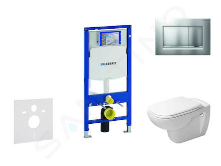 Geberit Duofix - Modul pro závěsné WC s tlačítkem Sigma30, matný chrom/chrom + Duravit D-Code - WC a sedátko, Rimless, SoftClose