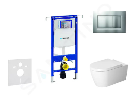 Geberit Duofix - Modul pro závěsné WC s tlačítkem Sigma30, matný chrom/chrom + Duravit ME by Starck - WC a sedátko, Rimless, Sof