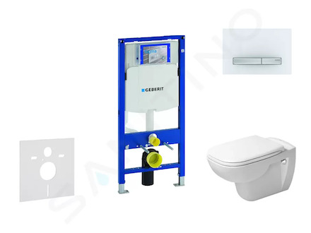 Geberit Duofix - Modul pro závěsné WC s tlačítkem Sigma50, alpská bílá + Duravit D-Code - WC a sedátko, Rimless, SoftClose 111.3