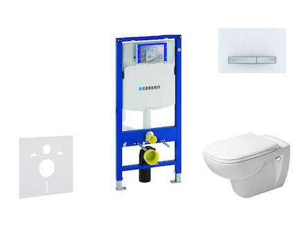 Geberit Duofix - Modul pro závěsné WC s tlačítkem Sigma50, alpská bílá + Duravit D-Code - WC a sedátko, Rimless, SoftClose 111.3