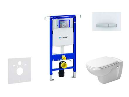 Geberit Duofix - Modul pro závěsné WC s tlačítkem Sigma50, alpská bílá + Duravit D-Code - WC a sedátko, Rimless, SoftClose 111.3