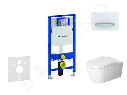 Geberit Duofix - Modul pro závěsné WC s tlačítkem Sigma50, alpská bílá + Duravit ME by Starck - WC a sedátko, Rimless, SoftClose