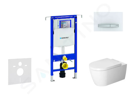 Geberit Duofix - Modul pro závěsné WC s tlačítkem Sigma50, alpská bílá + Duravit ME by Starck - WC a sedátko, Rimless, SoftClose