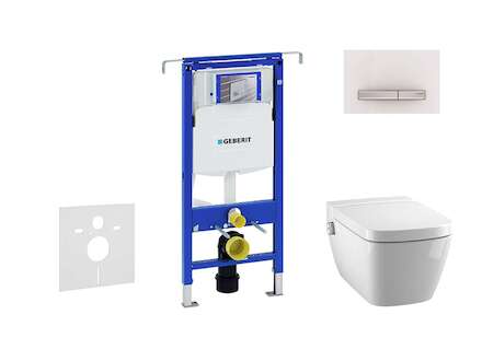 Geberit Duofix - Modul pro závěsné WC s tlačítkem Sigma50, alpská bílá + Tece One - sprchovací toaleta a sedátko, Rimless, SoftC