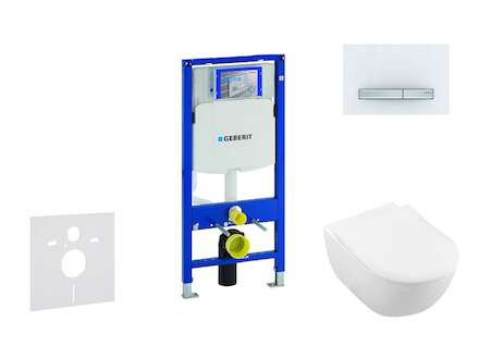 Geberit Duofix - Modul pro závěsné WC s tlačítkem Sigma50, alpská bílá + Villeroy Boch - WC a sedátko, DirectFlush, SoftClose, C