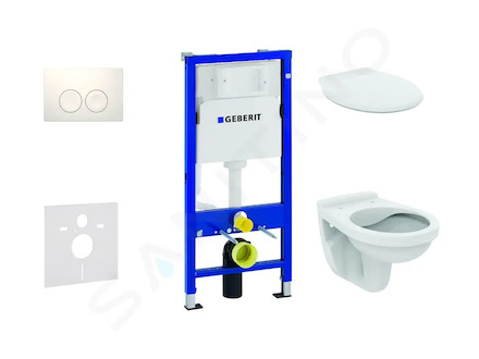 Geberit Duofix - Set předstěnové instalace, klozet Alpha se sedátkem, tlačítko Delta21, alpská bílá 458.103.00.1 NR1
