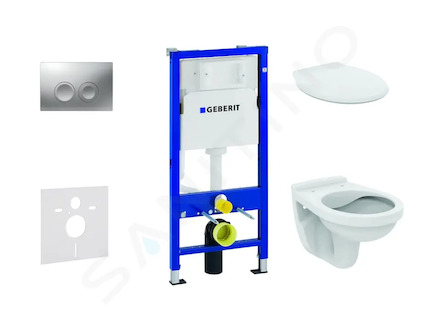 Geberit Duofix - Set předstěnové instalace, klozet Alpha se sedátkem, tlačítko Delta21, matný chrom 458.103.00.1 NR3