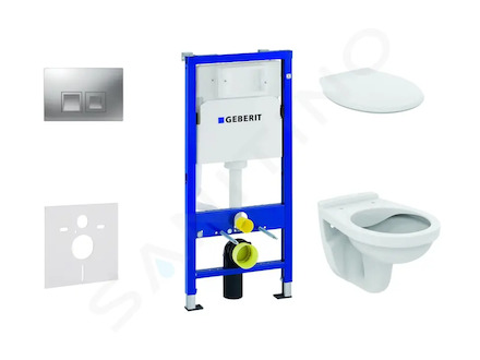 Geberit Duofix - Set předstěnové instalace, klozet Alpha se sedátkem, tlačítko Delta35, matný chrom 458.103.00.1 NR6