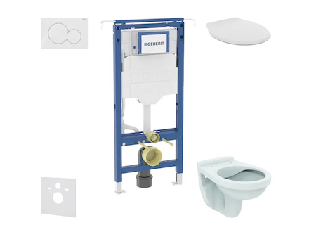 Geberit Duofix - Set předstěnové instalace, klozet Alpha se sedátkem, tlačítko Sigma01, alpská bílá SANI11CD3113