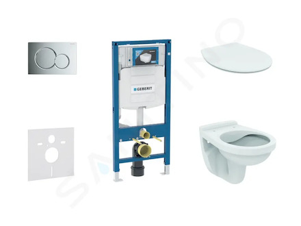 Geberit Duofix - Set předstěnové instalace, klozet Alpha se sedátkem, tlačítko Sigma01, lesklý chrom 111.300.00.5 ND2