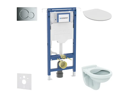 Geberit Duofix - Set předstěnové instalace, klozet Alpha se sedátkem, tlačítko Sigma01, lesklý chrom SANI11CD1104