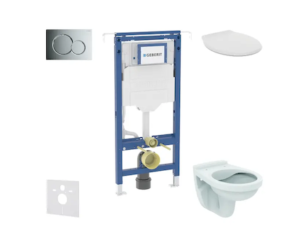 Geberit Duofix - Set předstěnové instalace, klozet Alpha se sedátkem, tlačítko Sigma01, lesklý chrom SANI11CD1107
