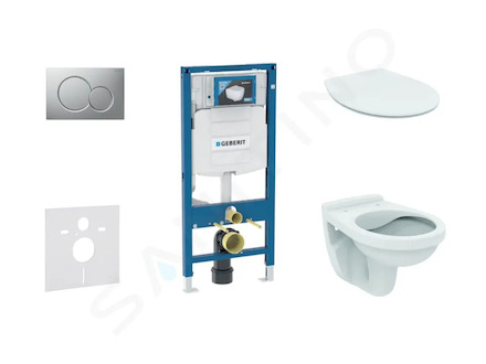 Geberit Duofix - Set předstěnové instalace, klozet Alpha se sedátkem, tlačítko Sigma01, matný chrom 111.300.00.5 ND3