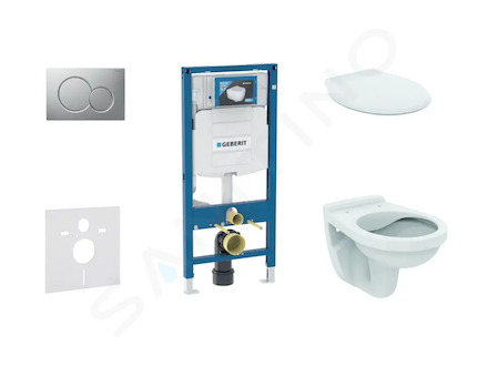 Geberit Duofix - Set předstěnové instalace, klozet Alpha se sedátkem, tlačítko Sigma01, matný chrom 111.300.00.5 NR3