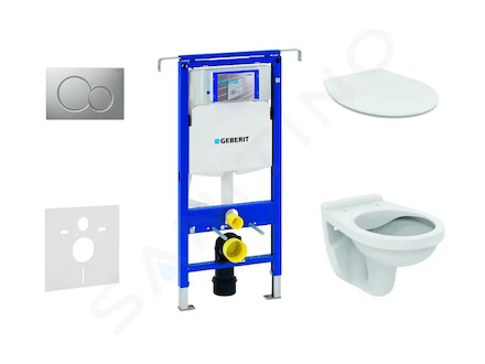 Geberit Duofix - Set předstěnové instalace, klozet Alpha se sedátkem, tlačítko Sigma01, matný chrom 111.355.00.5 ND3