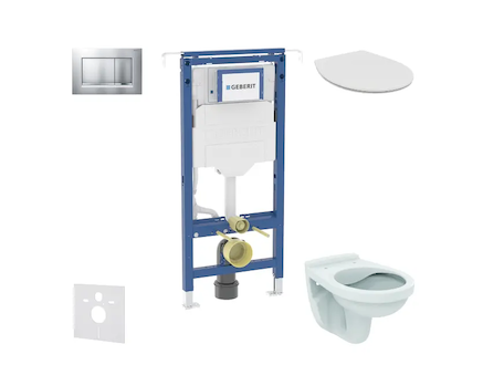 Geberit Duofix - Set předstěnové instalace, klozet Alpha se sedátkem, tlačítko Sigma01, matný chrom SANI11CD2100