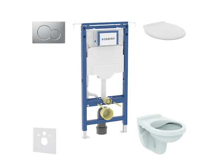 Geberit Duofix - Set předstěnové instalace, klozet Alpha se sedátkem, tlačítko Sigma01, matný chrom SANI11CD2103