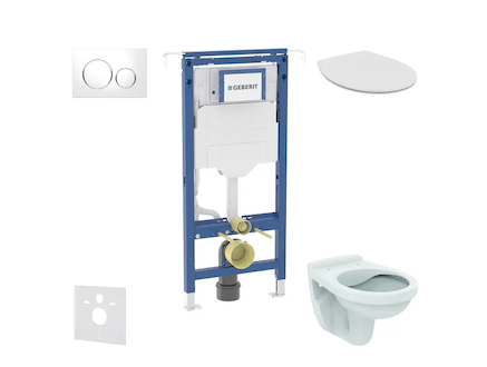Geberit Duofix - Set předstěnové instalace, klozet Alpha se sedátkem, tlačítko Sigma20, bílá/chrom SANI11CD3117
