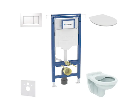Geberit Duofix - Set předstěnové instalace, klozet Alpha se sedátkem, tlačítko Sigma20, bílá/chrom SANI11CD3118