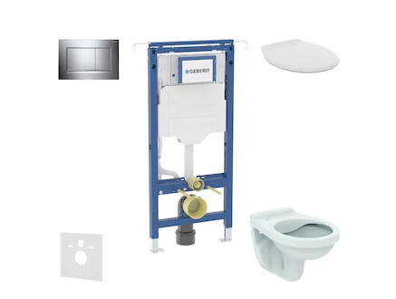 Geberit Duofix - Set předstěnové instalace, klozet Alpha se sedátkem, tlačítko Sigma20, chrom SANI11CD1103